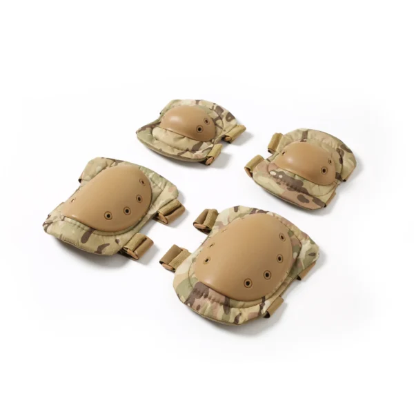 Camo tactical knee and elbow pad set in CP camo, 4-piece