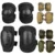 Camo tactical knee and elbow pad set color comparison, four colorways