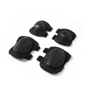 camo-tactical-knee-elbow-pads-black Camo tactical knee and elbow pad set in black, 4-piece