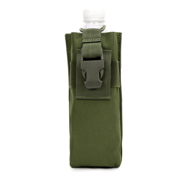 molle-bottle-radio-pouch-military-green MOLLE Bottle & Radio Pouch in military green holding a water bottle
