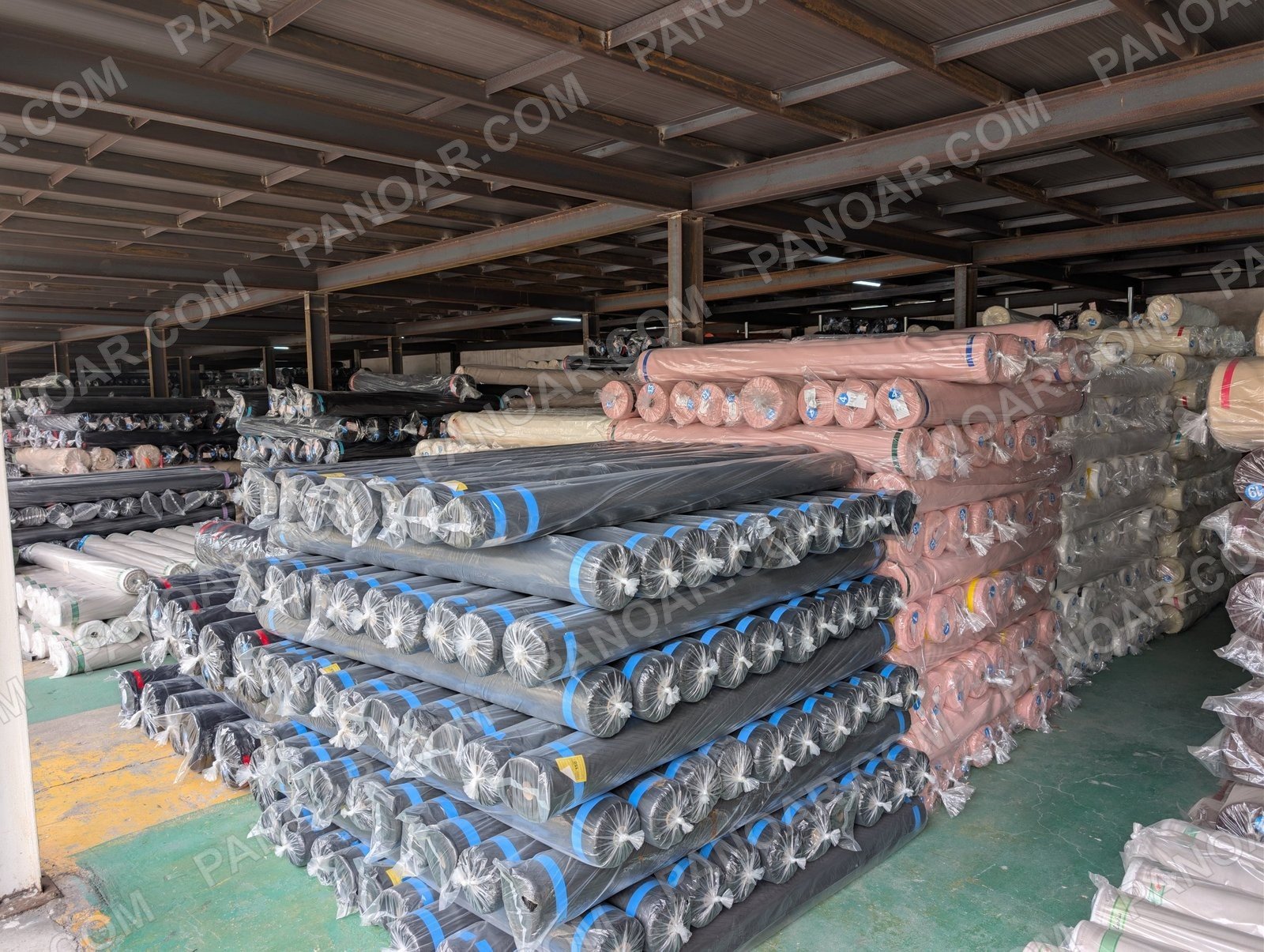 Pink, gray and dark rolls in storage